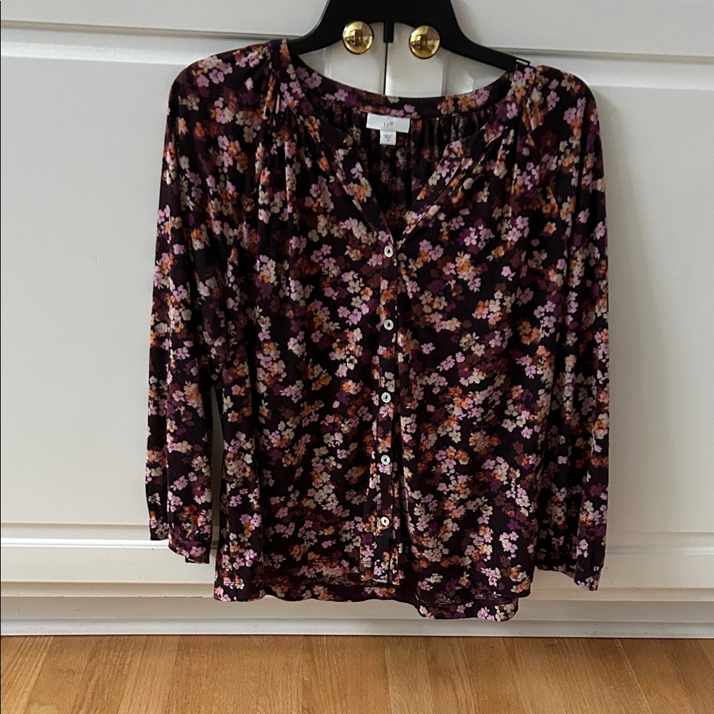 J. Jill Multicolor Fall Floral Blouse